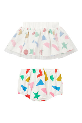Glitter Sticker Tulle Skirt & Bloomers Set